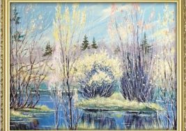Картина на стекле Зима (масло)